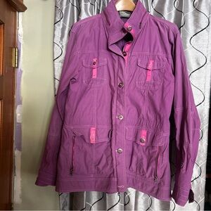 Kuhl Women Large Purple Rekon Full Zip Utility Jacket Cotton Nylon Pockets hood